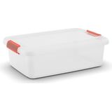 Kis K Latch Box M - Opbergbox met Deksel - 28L - 59x39x18cm - Transparant/Oranje clips