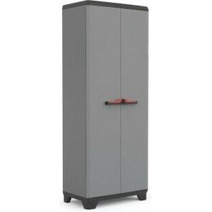 KETER STILO Gereedschapskast, multifunctioneel, hars opbergkast, verstelbare planken en poten, zacht handvat, keuken, garage, werkplaats, grijs, zwart, rood