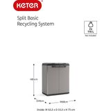 Keter Split Basic Recycling Vuilnisbak voor buiten - 68x39x85 cm - Grijs/Zwart