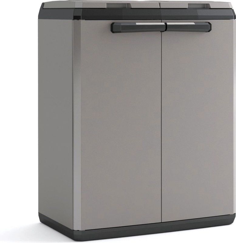 Keter Split Basic Recycling Vuilnisbak voor buiten - 68x39x85 cm - Grijs/Zwart