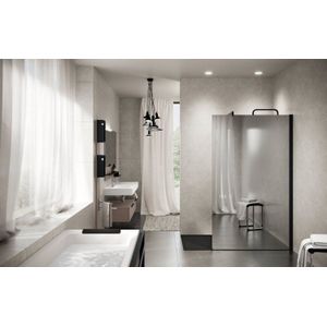 Douchewand Novellini Kuadra H 90 cm breed-chroom-Glas Spiegel