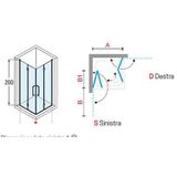 Hoekinstap Novellini Young 2GS 87-89 cm-Chroom-Glas helder