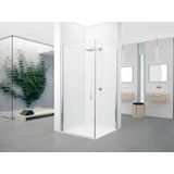 Novellini Young 2.0 F1 zijwand 87/89x200cm met chroom mat profiel en helder glas Y2F1B871B