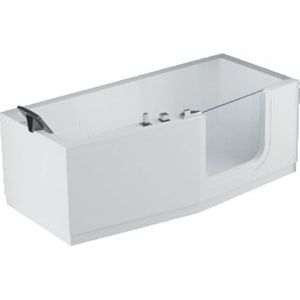 Novellini Iris Combi bad acryl rechts met deur en met 1 paneel 180x75/85x62cm met frame wit iri218085cd-a1