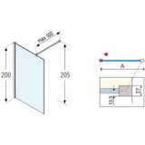 Inloopdouche novellini kuadra h 75x200 cm helder glas mat zwart profiel