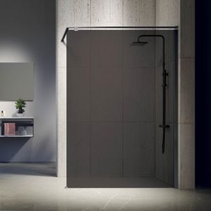 Inloopdouche novellini kuadra met grijs rookglas 100x200 cm mat zwart profiel