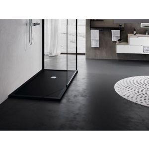 Novellini Olympic Plus douchebak acryl rechthoekig 120x90x12.5cm incl. poten en sifon zwart ol1209011-28