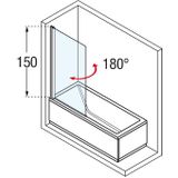 Novellini Aurora 1 badwand-Chroom-75 cm breed 150 cm hoog