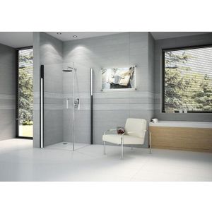 Novellini Giada douchecabine hoekinstap 2G met draaideuren 84/87x195cm mat chroom profiel helder glas GIADN2G841B