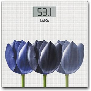 LAICA PS1075 Elektronische personenweegschaal, blauwe bloemen/witte achtergrond