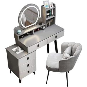 Dressoir Verstelbare Opbergkast Vanity Set Met Laden En Led-spiegel Vanity Bureau Make-up Stoel Home Decor Kaptafel