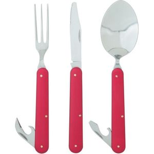 Ferrino Bestekset Cutlery Clip 15 Cm Zilver/rood 3-delig