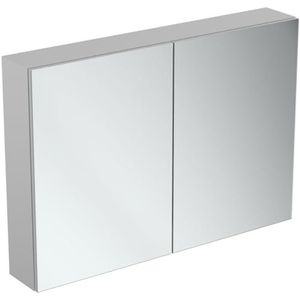 Ideal Standard - Spiegelkast met twee deuren met langzame sluiting en vergrotingsspiegel binnen, ledlicht onder, 100 x 70, 12 W, neutraal