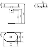 Ideal Standard - Strada II, ovale wastafel 60 cm op tafelblad, zonder boring voor armaturen, zonder overloopboring, wit