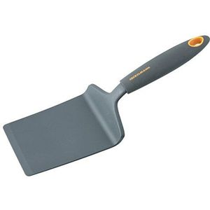Fackelmann Lasagnaschep 28 cm SOFT, keukenhulp met kunststof functioneel deel, pizzaschep voor gecoate potten en pannen (kleur: oranje/grijs), hoeveelheid: 1 stuk