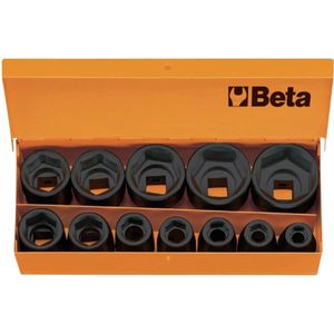 Beta 720/C12 12 Steeksleutels met vierkante aandrijving 1/2 inch gefosfateerd, in blikken cassette