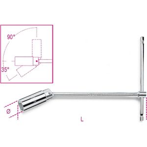 Beta - Bougiesleutel - Met Kniegewricht en T-handgreep - 16mm - 275mm