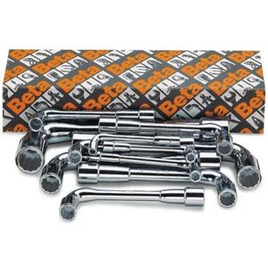 Beta - 11-delige Set Gebogen Pijpsleutels - Hoogglanzend Verchroomd - Art. 932