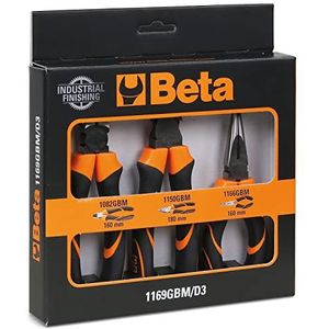 BETA 1169 Gbm/D3 assortiment met 1 universele tang, 1 halftang, lang en 1 draadsnijder, antislip puimmateriaalgreep met industrieel oppervlak