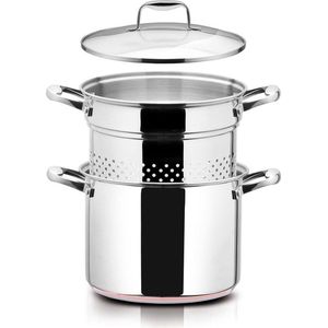 Giannini LaBond 3-delige Pastapan met Handvatten - Ø 24 cm - 7.9L - PFAS-vrije Kookpan inductie - Geschikt voor alle warmtebronnen - Met Vergiet