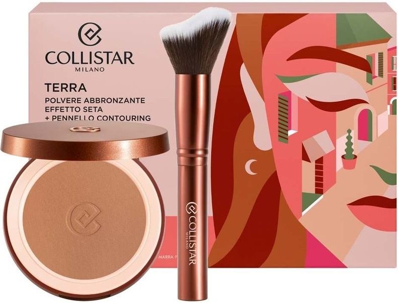 Collistar - Terra Silk Effect Bronzing Powder 4.4 - Make-Up Pakket - Set met Contouring Brush