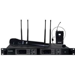 Dubbele draadloze microfoon bodypack + UHF handheld
