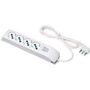 Fanton 410100 binnen, 4 uitgangen, AC 1,5 m, wit, meervoudig stopcontact (wit, 16 A, kunststof, 1,5 m)