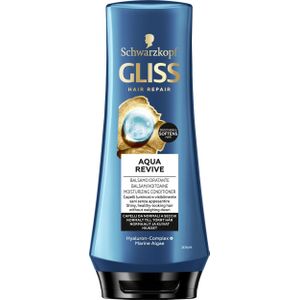 Schwarzkopf Gliss Aqua-Revive-conditioner voor normaal en droog haar, haarconditioner met hyaluroncomplex en zeewier, hydrateert en maakt het haar glanzend en zichtbaar gezond, 200 ml
