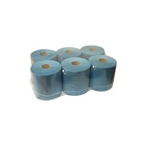 Poetspapier 1-laags | 6 x 300m | Blauw | 123schoon huismerk | Geschikt voor Tork M2 dispenser