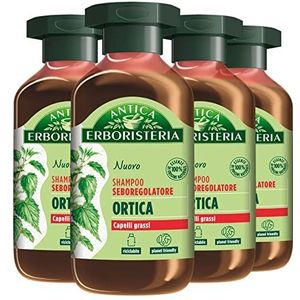 4 x antieke plantaardige shampoo, seboregulator voor vet haar, veganistisch, zonder siliconen en kleurstoffen, 4 flessen à 250 ml