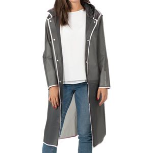 PERLETTI Regenjas voor volwassenen, halftransparant, witte rand, reflecterende details, hoge zichtbaarheid, maat M