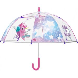 Perletti Paraplu Unicorn Meisjes 64 Cm Fiberglass Transparant