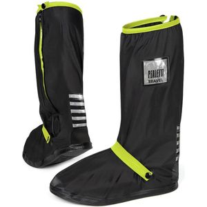 Zwart met neon gele band hoge regenoverschoenen (Shoe Cover) van Perletti M