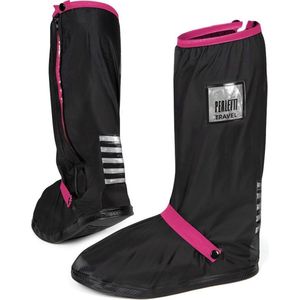 Zwart met roze band hoge regenoverschoenen (Shoe Cover) van Perletti M