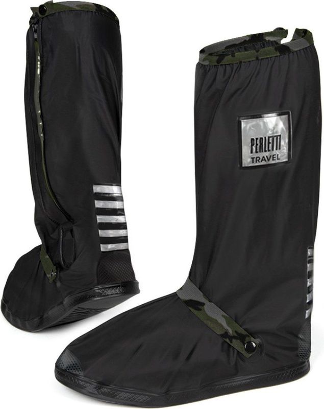 Zwart met roze band hoge regenoverschoenen (Shoe Cover) van Perletti XS