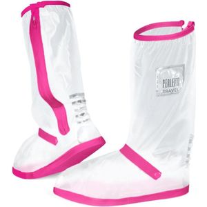 Semi transparante met roze band hoge regenoverschoenen (Shoe Cover) van Perletti XS