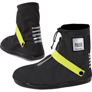 Zwart met neon gele band lage regenoverschoenen (Shoe Cover) van Perletti M