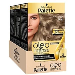 Schwarzkopf Oleo Palet, professionele permanente haarkleuring, 8-50 blonde natuurlijke as, 3 verpakkingen