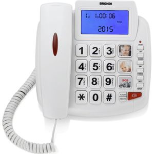 Brondi Bravo 90 Analoge telefoon nummerweergave, Telefoon, Wit