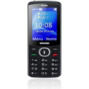 Brondi Koning (2.40"", 1.30 Mpx, 2G), Sleutel mobiele telefoon, Zwart