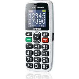 Brondi Amico Unico 2G (0.03 GB, Wit, Zwart, 1.80"", Dubbele SIM, 2G), Smartphone, Wit, Zwart