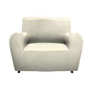 GEMITEX Magic Quilt in effen stof en Elastische Polyester Crème fauteuil met rugleuning tot 120 cm