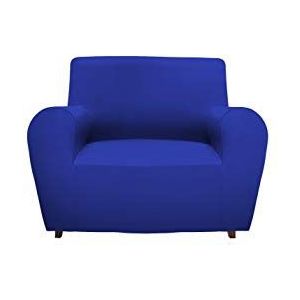 GEMITEX Magico Stoelbeschermer van stof, eenkleurig, elastisch, polyester, elektroblauw, stoel met rugleuning tot 120 cm