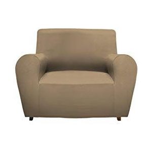 GEMITEX Magic Quilt in effen stof en elastische polyester Taupe fauteuil met rugleuning tot 120 cm