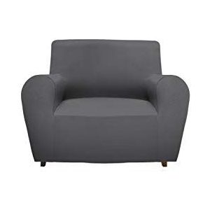 GEMITEX Magic Quilt Cover in effen stof en elastisch, Polyester, grijs, fauteuil met rugleuning tot 120 cm
