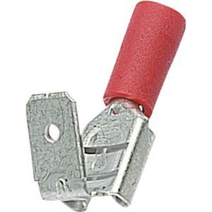 Vlakke kabelschoen (v + m) - 6,3mm / rood - half geïsoleerd (100 stuks)