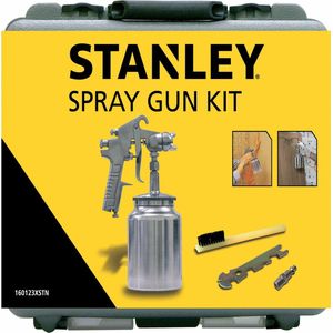 Stanley Verfpistool voor Compressor 160123XSTN - Incl. Opbergkoffer, Sleutel, Borsteltje en Koppeling 1/4"" - 4Bar - Metaal - Zilver