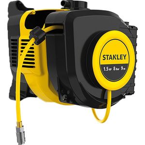 Stanley - Compressor - Olievrij - Zelfoprollende Kabelhaspel - Muurbevestiging - 1.5 pk - 8 bar - Zonder Tank