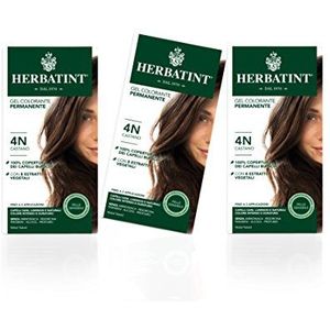 Herbatint Permanente kleurgel voor de gevoelige huid (kleur 4N kastanjebruin) - 3 x 150 ml. (in totaal 450 ml.)