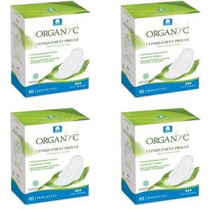 Organyc - Hygiënische Maandverbanden - 100% Biologisch Katoen - 4 Verpakkingen van 10 Stuks